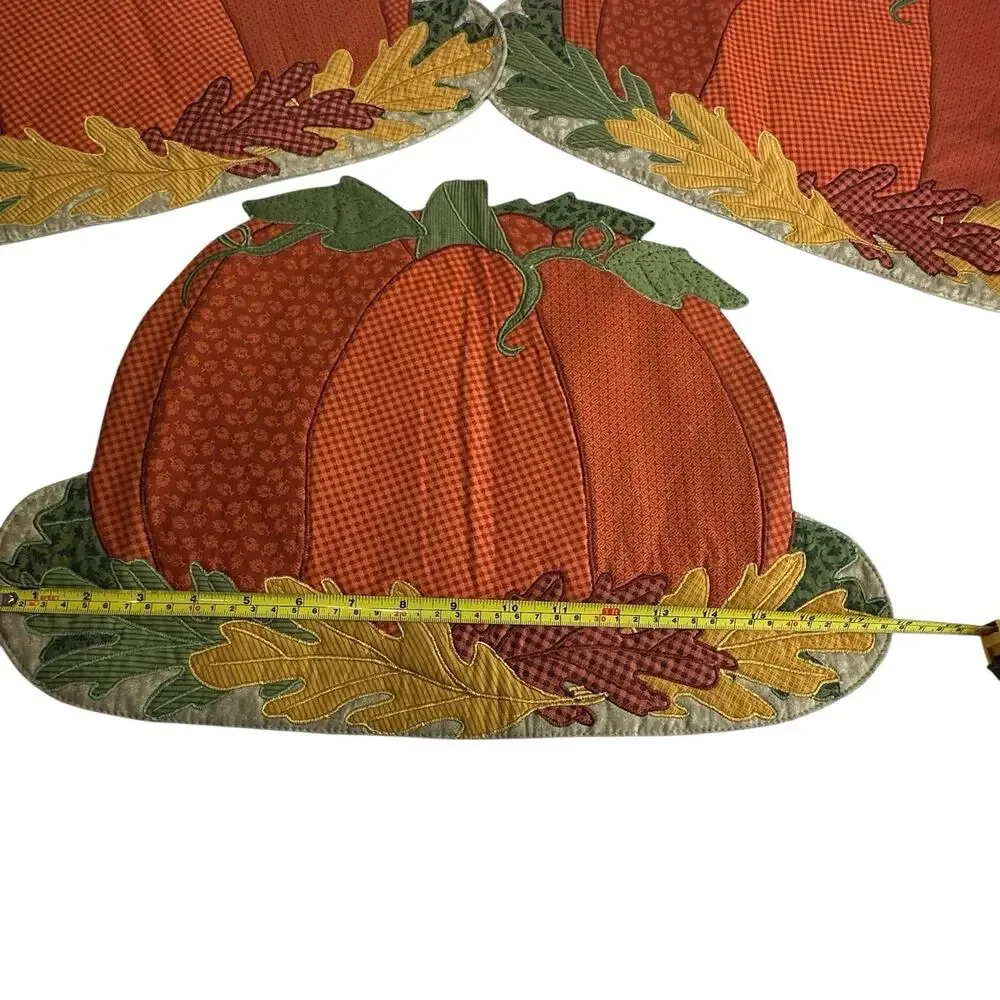 Kohls Celebrate Fall Orange Pumpkin Placemats Table Runner Kitchen Home Decor